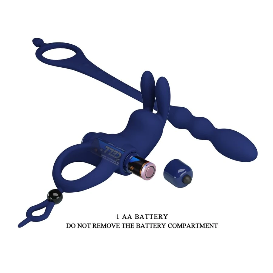 PRETTY LOVE - AYAD RABBIT VIBRATORRING MIT STECKER BLAU